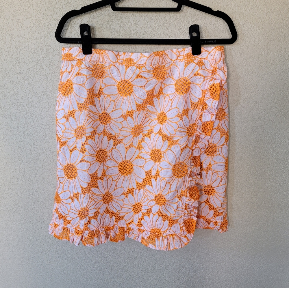 NWT Anthropologie Plenty By Tracy Reese Embroidered Floral Mini Skirt, Size L